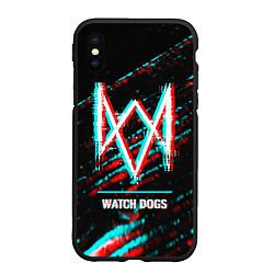 Чехол iPhone XS Max матовый Watch Dogs в стиле Glitch Баги Графики на темном ф