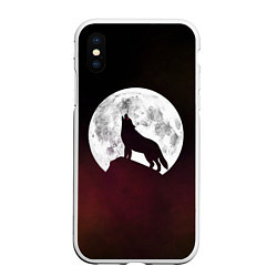 Чехол iPhone XS Max матовый Волк и луна Wolf and moon