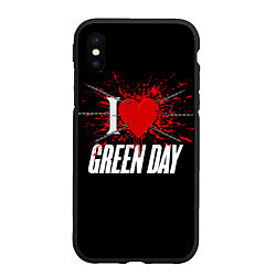 Чехол iPhone XS Max матовый Green Day Сердце, цвет: 3D-черный