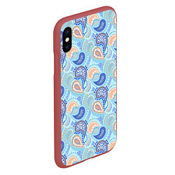 Чехол iPhone XS Max матовый Турецкий огурец Turkish cucumber blue pattern, цвет: 3D-красный — фото 2