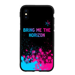 Чехол iPhone XS Max матовый Bring Me the Horizon Neon Gradient, цвет: 3D-черный