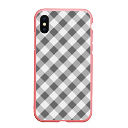 Чехол iPhone XS Max матовый Бело-серый клетчатый узор tartan, цвет: 3D-баблгам