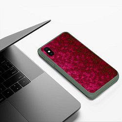 Чехол iPhone XS Max матовый Мраморная красная текстура камня red marble, цвет: 3D-темно-зеленый — фото 2