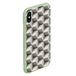 Чехол iPhone XS Max матовый 3D Куб Оптическая иллюзия 3D Cube, цвет: 3D-салатовый — фото 2