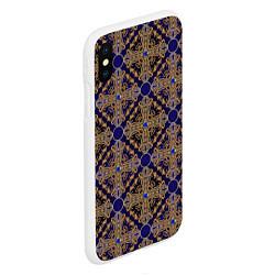 Чехол iPhone XS Max матовый Blue gold золотые узоры, цвет: 3D-белый — фото 2