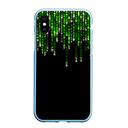 Чехол iPhone XS Max матовый Дождь Из Японских Иероглифов, цвет: 3D-голубой