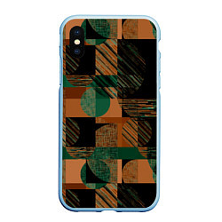 Чехол iPhone XS Max матовый Текстурированный абстрактный, геометрический принт, цвет: 3D-голубой