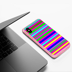 Чехол iPhone XS Max матовый Multicolored neon bright stripes, цвет: 3D-баблгам — фото 2