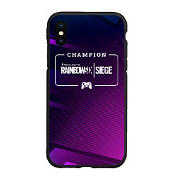 Чехол iPhone XS Max матовый Rainbow Six Gaming Champion: рамка с лого и джойст, цвет: 3D-черный