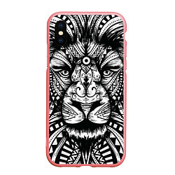 Чехол iPhone XS Max матовый Черно белый Африканский Лев Black and White Lion, цвет: 3D-баблгам