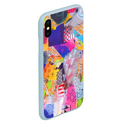 Чехол iPhone XS Max матовый Patchwork quilt Fashion trend, цвет: 3D-голубой — фото 2