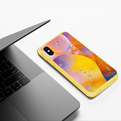 Чехол iPhone XS Max матовый Абстрактные фигуры и пузырьки - Оранжевый, цвет: 3D-желтый — фото 2