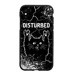 Чехол iPhone XS Max матовый Группа Disturbed и Рок Кот