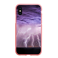 Чехол iPhone XS Max матовый Гроза в ночном небе, цвет: 3D-баблгам