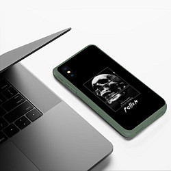 Чехол iPhone XS Max матовый Skull with inscriptions, цвет: 3D-темно-зеленый — фото 2