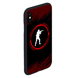 Чехол iPhone XS Max матовый Символ Counter Strike и краска вокруг на темном фо, цвет: 3D-черный — фото 2