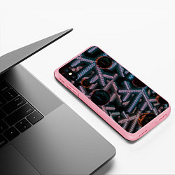 Чехол iPhone XS Max матовый Абстрактные металлические фигуры - Сиреневый, цвет: 3D-баблгам — фото 2