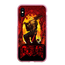 Чехол iPhone XS Max матовый Doom slayer - gates, цвет: 3D-розовый