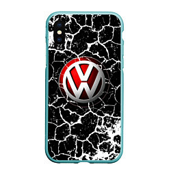 Чехол iPhone XS Max матовый Volkswagen Трещины, цвет: 3D-мятный