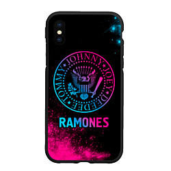 Чехол iPhone XS Max матовый Ramones Neon Gradient, цвет: 3D-черный