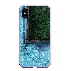 Чехол iPhone XS Max матовый Абстрактные лёд и трава - Синезелёный, цвет: 3D-светло-сиреневый