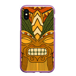 Чехол iPhone XS Max матовый Polynesian tiki ANGRY, цвет: 3D-фиолетовый