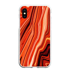 Чехол iPhone XS Max матовый Лавовая абстракция - Красный