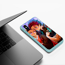 Чехол iPhone XS Max матовый Клинок рассекающий демонов - Все в сборе, цвет: 3D-мятный — фото 2