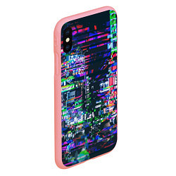 Чехол iPhone XS Max матовый Ночной город - glitch, цвет: 3D-баблгам — фото 2