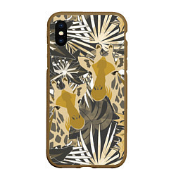 Чехол iPhone XS Max матовый Жирафы в тропиках