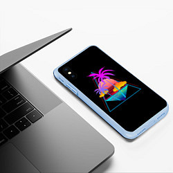 Чехол iPhone XS Max матовый Ретро пейзаж, цвет: 3D-голубой — фото 2