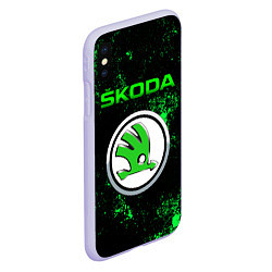 Чехол iPhone XS Max матовый SKODA - ЗЕЛЕНЫЕ БРЫЗГИ, цвет: 3D-светло-сиреневый — фото 2