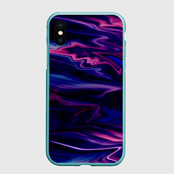 Чехол iPhone XS Max матовый Фиолетово-розовый абстрактный узор, цвет: 3D-мятный