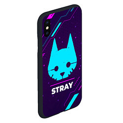 Чехол iPhone XS Max матовый Символ Stray в неоновых цветах на темном фоне, цвет: 3D-черный — фото 2