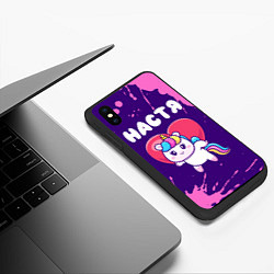 Чехол iPhone XS Max матовый Настя единорог с сердечком, цвет: 3D-черный — фото 2