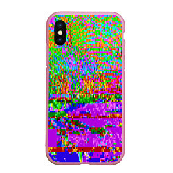Чехол iPhone XS Max матовый Пиксельный глитч-арт паттерн, цвет: 3D-розовый