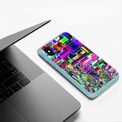 Чехол iPhone XS Max матовый Яркий авангардный глитч, цвет: 3D-мятный — фото 2