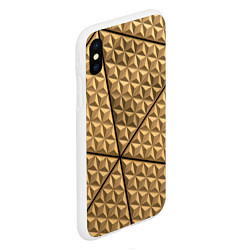 Чехол iPhone XS Max матовый Абстрактное металлическое покрытие - Золотой, цвет: 3D-белый — фото 2