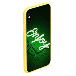 Чехол iPhone XS Max матовый Неоновая надпись во тьме: Наслаждайся - Зелёный, цвет: 3D-желтый — фото 2