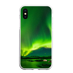 Чехол iPhone XS Max матовый Абстрактное полярное сияние - Зелёный