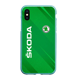 Чехол iPhone XS Max матовый Skoda abstraction sport, цвет: 3D-мятный