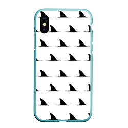 Чехол iPhone XS Max матовый Плавники акул - паттерн