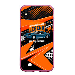 Чехол iPhone XS Max матовый Street racing Legend retro, цвет: 3D-малиновый