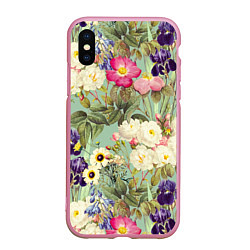 Чехол iPhone XS Max матовый Красочные Цветы Лета, цвет: 3D-розовый
