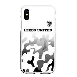 Чехол iPhone XS Max матовый Leeds United sport на светлом фоне: символ сверху, цвет: 3D-белый