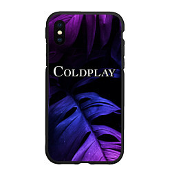 Чехол iPhone XS Max матовый Coldplay neon monstera