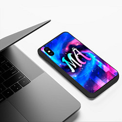 Чехол iPhone XS Max матовый Maneskin неоновый космос, цвет: 3D-черный — фото 2