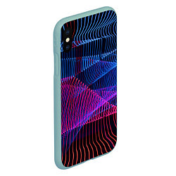 Чехол iPhone XS Max матовый Неоновые электронные волнообразные линии, цвет: 3D-мятный — фото 2