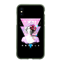 Чехол iPhone XS Max матовый Медуза Горгона Бюст, цвет: 3D-темно-зеленый
