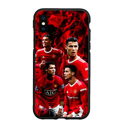 Чехол iPhone XS Max матовый Криштиану Роналду Манчестер Юнайтед, цвет: 3D-черный